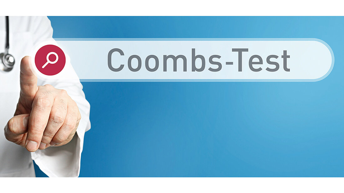 Positiver direkter Coombs-Test Grafik mit Namen des Tests