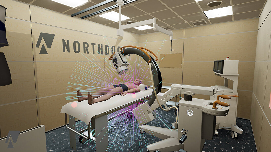 Titelbild: Screenshot der VR-Umgebung mit Strahlung