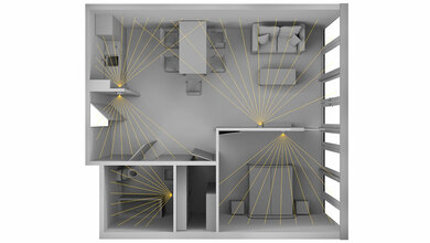 Exemplarisches Apartment mit den verschiedenen Sensoren.