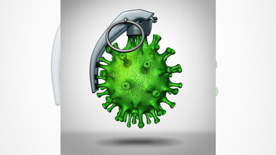 Virusgefahren.jpg Ein Virus als Handgranate.