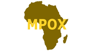 Mpox Schriftzug auf einer Afrikakarte