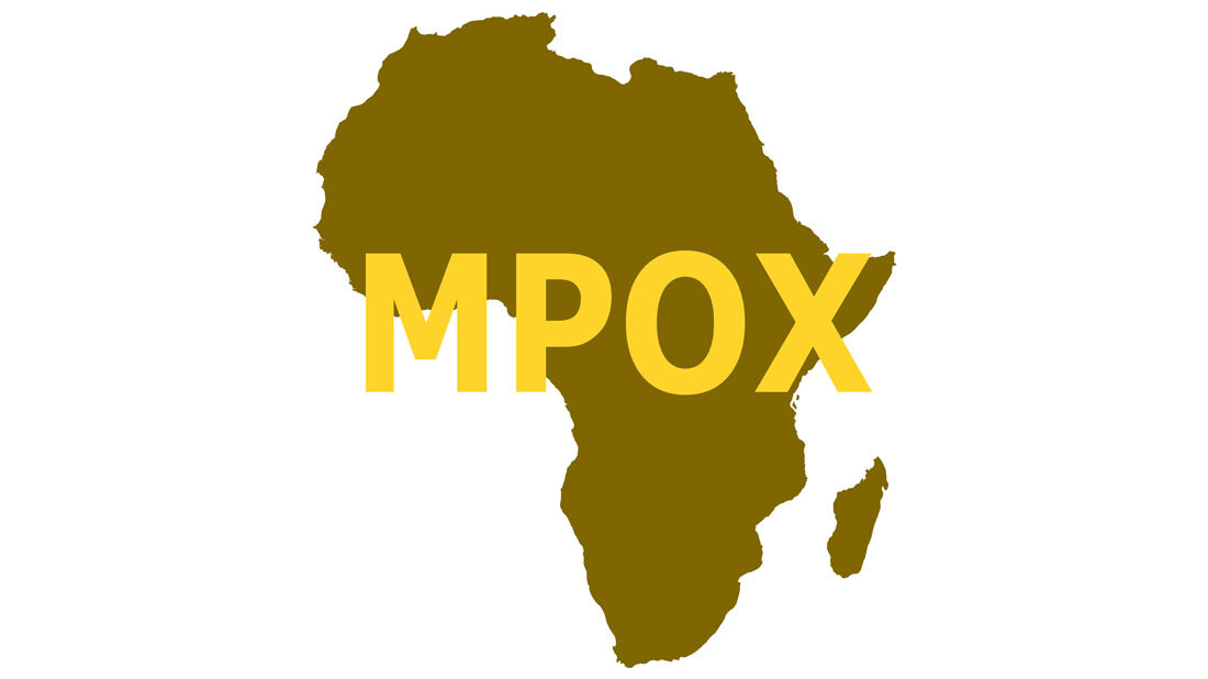 Mpox Schriftzug auf einer Afrikakarte