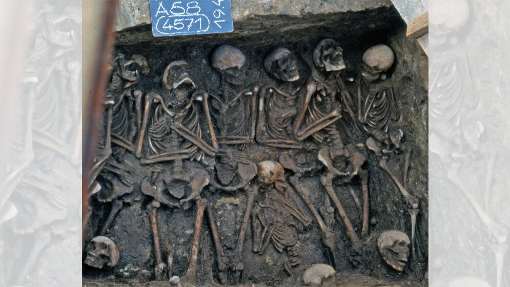 Ausschnitt des spätmittelalterlichen Massengrabes