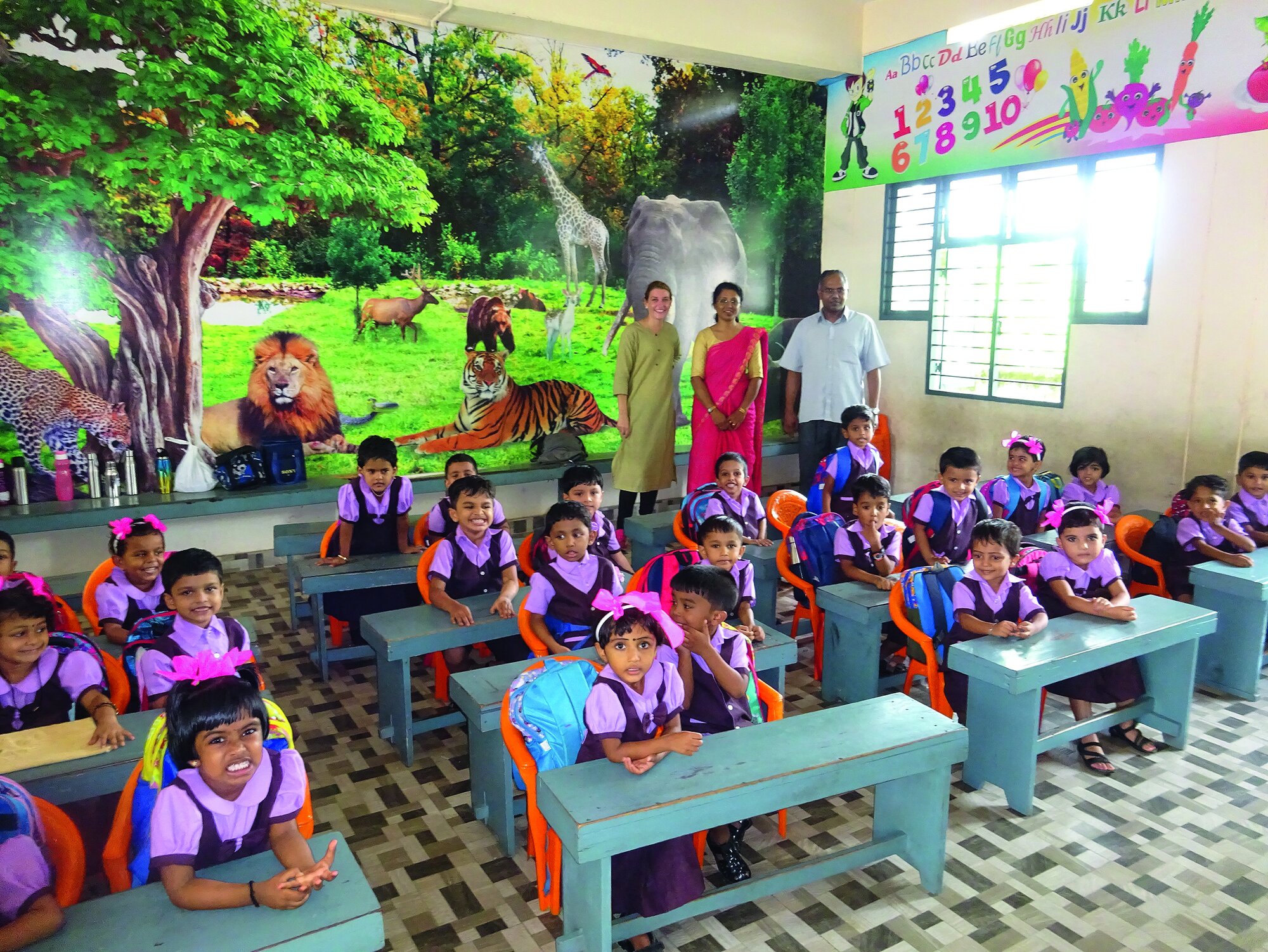 Foto von K. Hägele in einer Schulklasse in Kerala, Indien