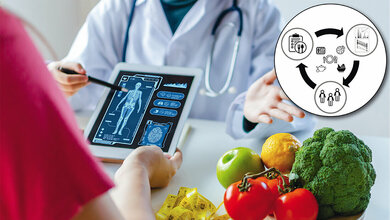 Titelbild des Beitrags zum Schwerpunktthema über Biomarker und Mikrobiom in der personalisierten Ernährung