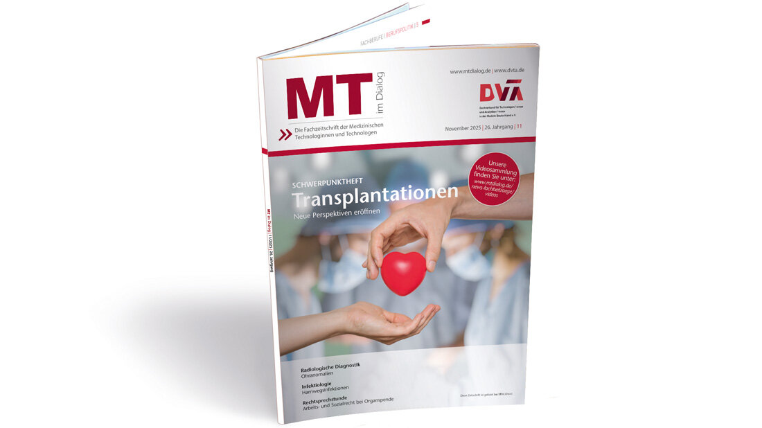 Cover der MT im Dialog Ausgabe 11 aus 2025 mit Schwerpunkt Transplantationen.