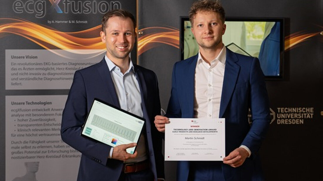 Alexander Hammer und Dr. Martin Schmidt nehmen den Preis entgegen.