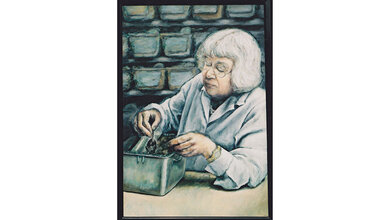 Dr. Mary Frances Lyon im Labor (Portrait), 2004