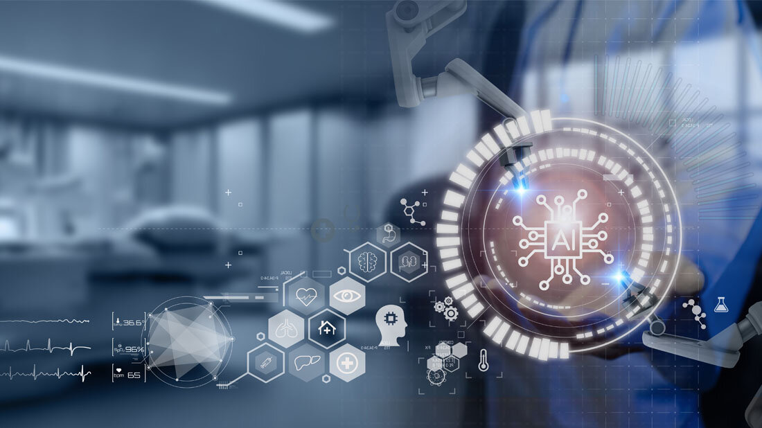 KI_in_der_Medizin.jpg Künstliche Intelligenz (KI) im Gesundheitskonzept. Sie soll helfen, Krankheiten genauer zu diagnostizieren und Behandlungen zu personalisieren.