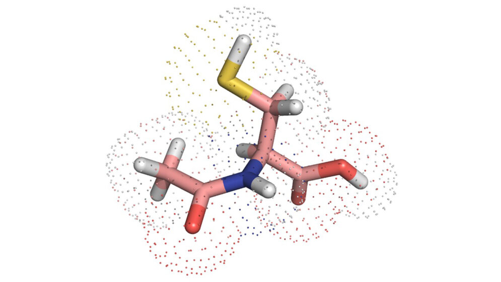Molekülmodell des Acetylcysteins 
