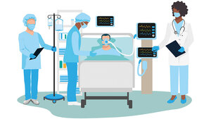 Grafische Darstellung einer Situation auf einer Intensivstation