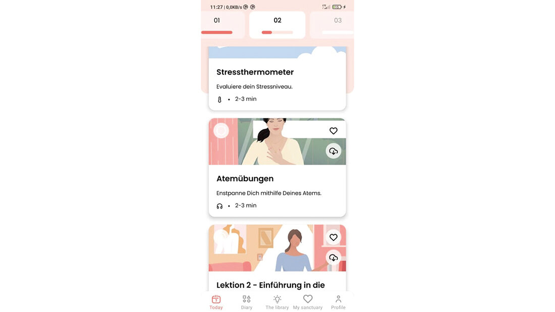 Screenshot psychoonkologische App „Living Well“