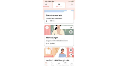 Screenshot psychoonkologische App „Living Well“