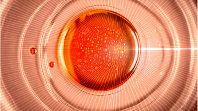 Darstellung der Lichtstreuung unter verschiedenen Winkeln an einem Tropfen Blutplasma