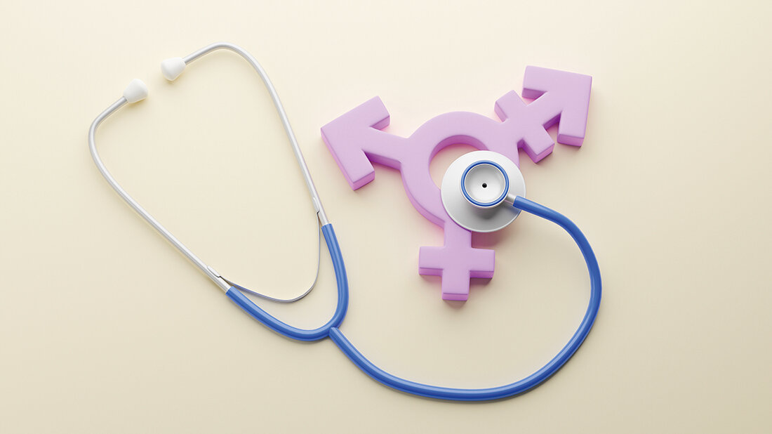 Geschlechtersensible Medizin Visualisierung des Themas „Geschlechtersensible Medizin“ mittels eines Stethoskops und der Geschlechtersymbole
