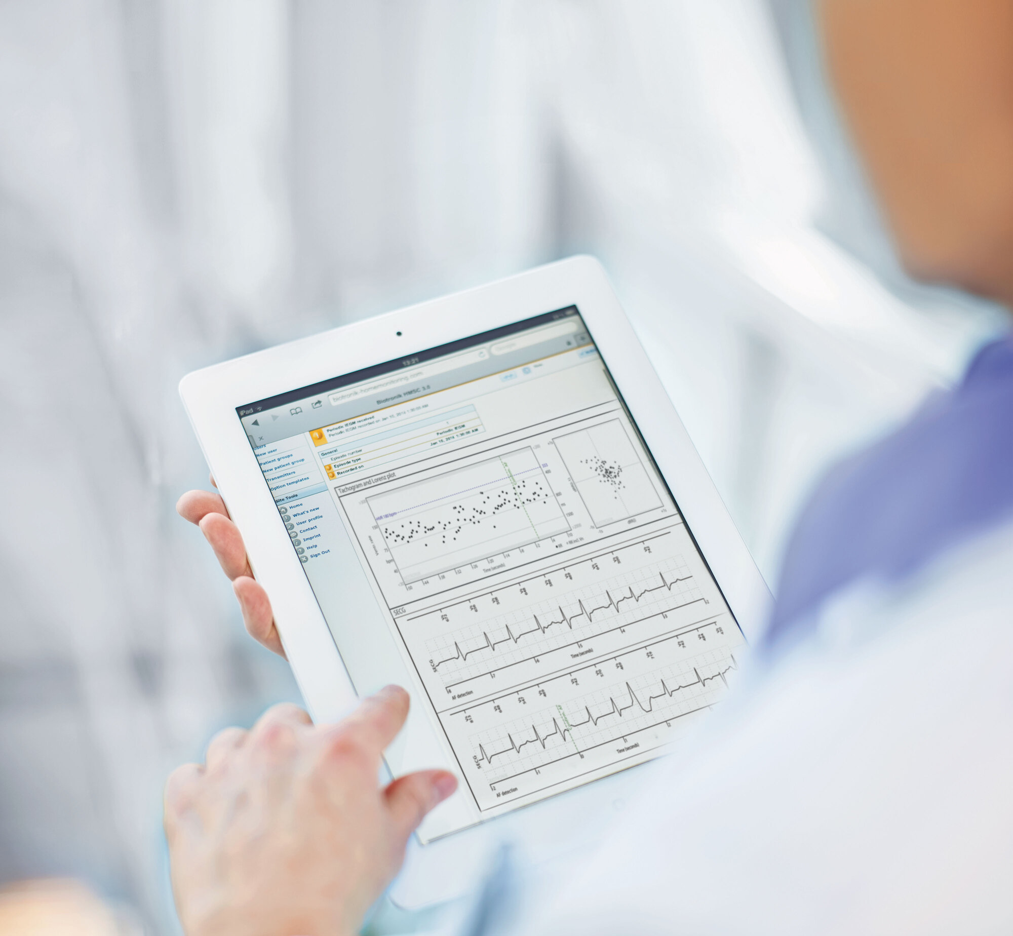 Home-Monitoring-Daten auf Tablet