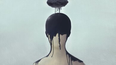 Symbolbild für Depression (dunkle Wolke über dem Kopf)