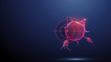 Eine Krebszelle befindet sich im Visier.