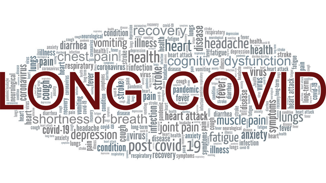 Eine Wortwolke um den Begriff Long COVID.