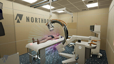 Screenshot der VR-Umgebung mit Strahlung 