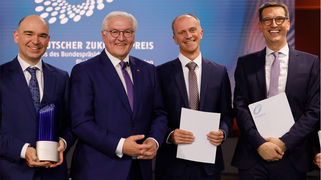 Dr. David Grodzki, Dr. Stephan Biber und Prof. Dr. Michael Uder, sowie der Deutsche Bundespräsident Dr. Frank-Walter Steinmeier