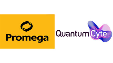Firmenlogos von Promega und QuantumCyte