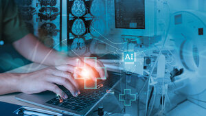 Grafische Umsetzung des Themas „AI (KI) in der Medizin“