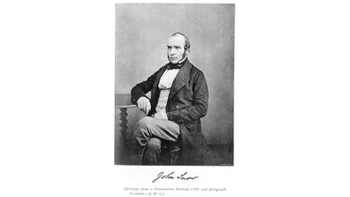 Zeitgenössische Karte mit einem Foto von John Snow