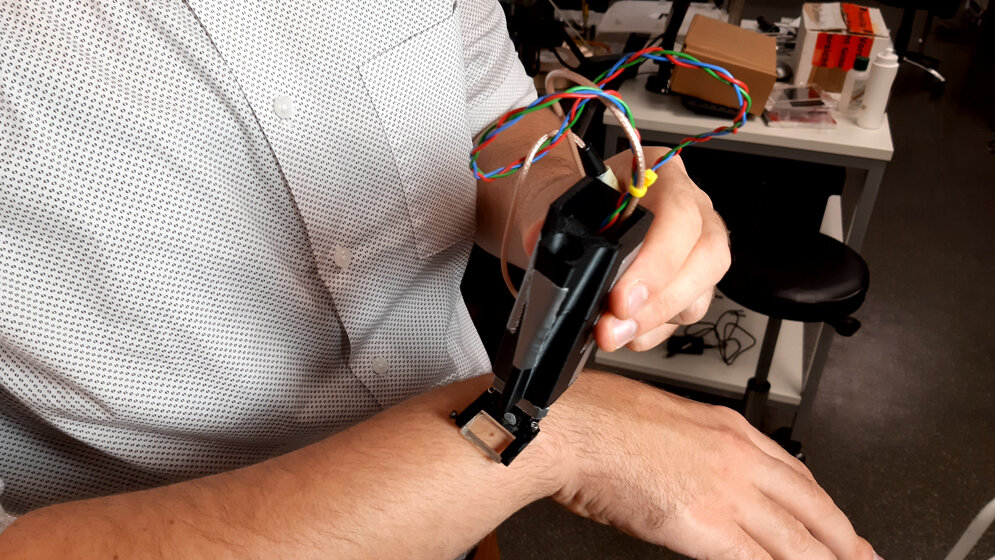 Nahaufnahme einer Messsonde des optischen Systems