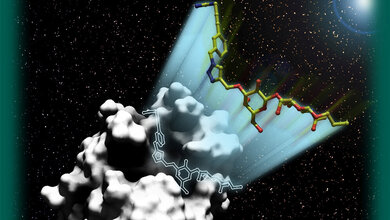 Komplexes_Zuckermolekuel_landet_passgenau_AK_Seibel_VCH_Wiley.jpg Komplexes Zuckermolekül und Tumorprotein Galectin-1