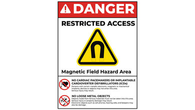 Warnschild bei einem MRT.