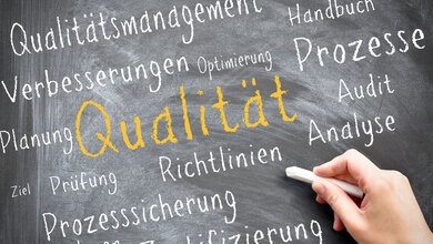 Tafel mit Begriffen zum Oberbegriff Qualität