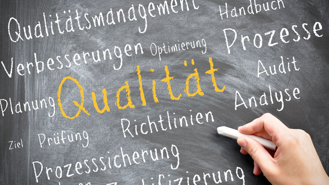 Tafel mit Begriffen zum Oberbegriff Qualität