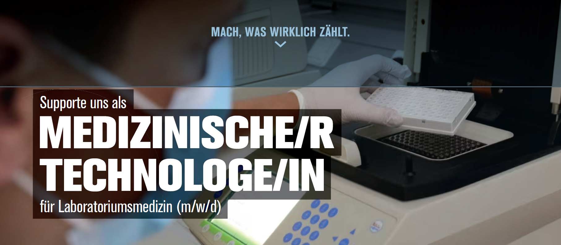 Laborgerät mit Bedienperson und Stellengesuch