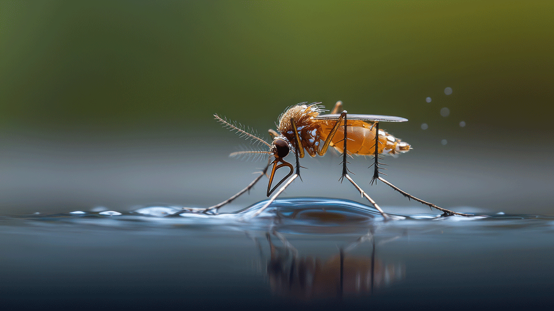 Makroaufnahme einer Mücke auf der Wasseroberfläche