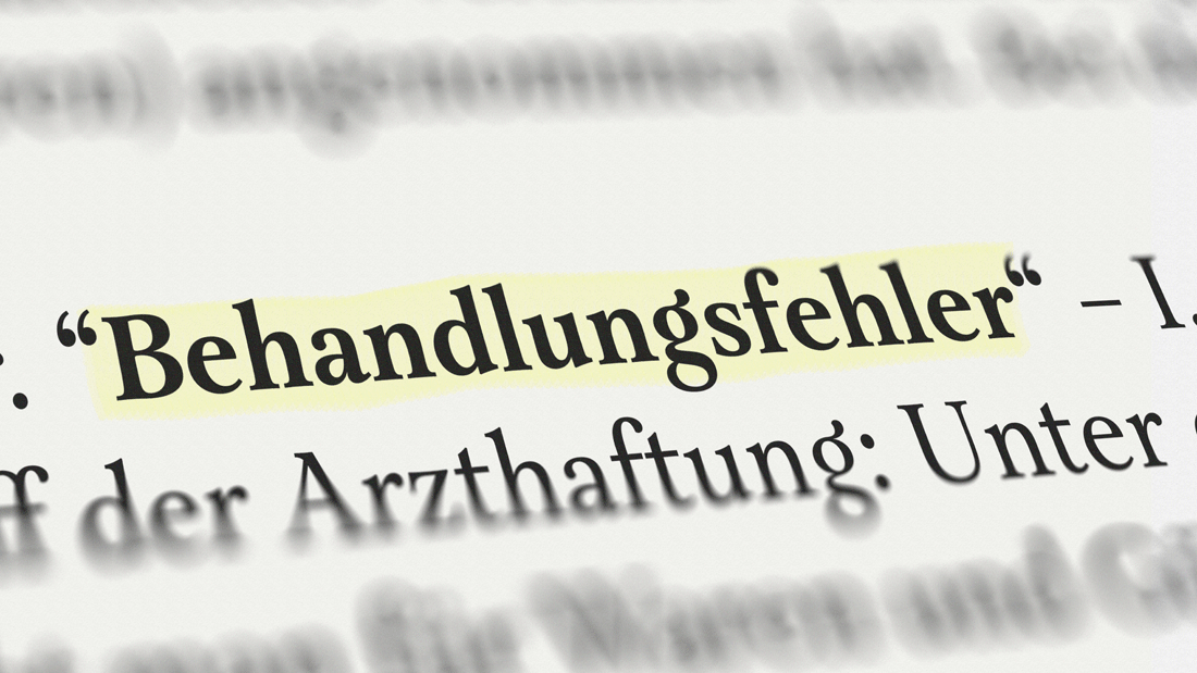 Das Bild zeigt den Begriff „Behandlungsfehler“, der hervorgehoben ist. 