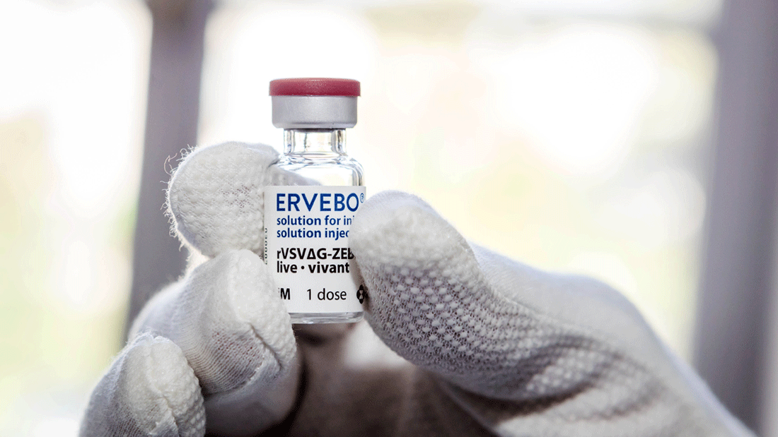 newsimage428623.gif Der rVSVΔG-ZEBOV-GP (Ervebo; Merck Sharp & Dohme) ist ein hochwirksamer Impfstoff gegen das Ebola-Virus.